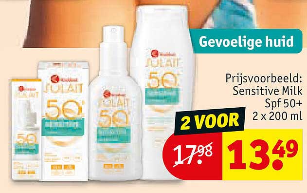 Gevoelige huid - Prijsvoorbeeld: Sensitive Milk Spf 50+ 2 x 200 ml 2 VOOR
