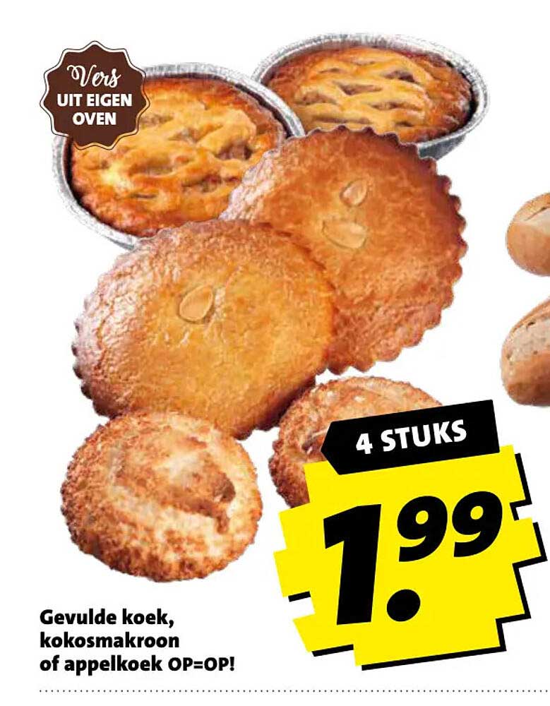 Gevulde koek, kokosmakroon of appelkoek OP=OP! 4 stuks
