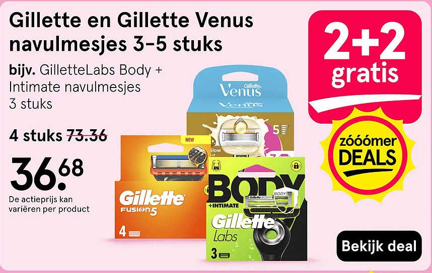 Gillette en Gillette Venus navulmesjes 3-5 stuks 2+2 gratis