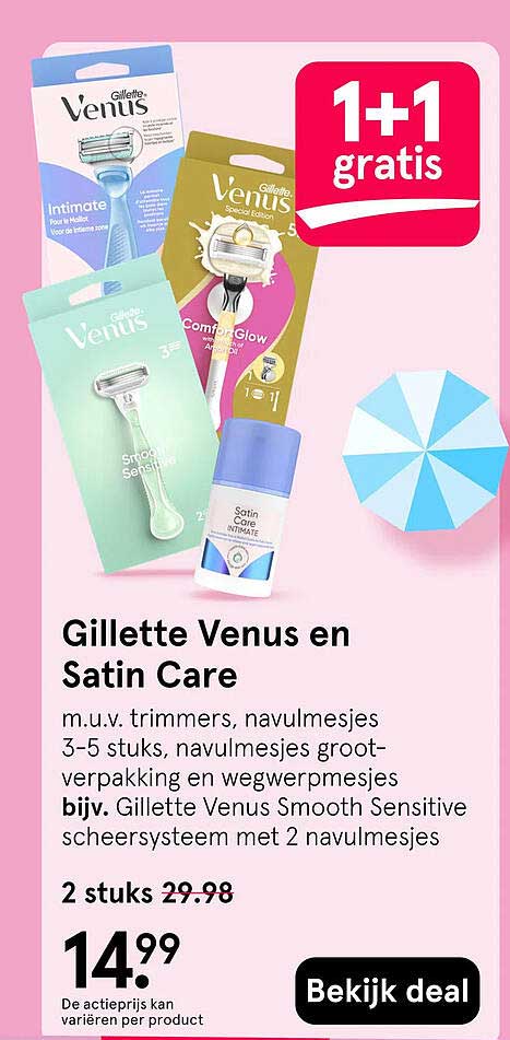 Gillette Venus en Satin Care 1+1 gratis