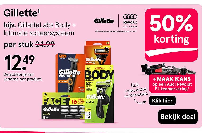 Gillette¹ bijv. GilletteLabs Body + Intimate scheersysteem 50% korting
