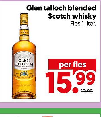Glen talloch blended Scotch whisky Fles 1 liter