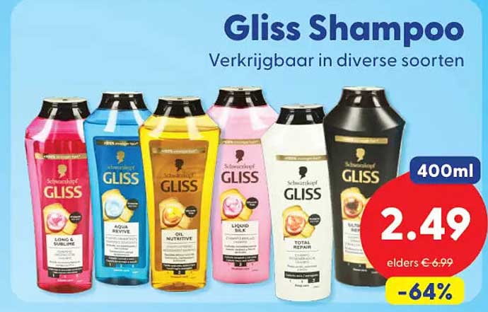 Gliss Shampoo Verkrijgbaar in diverse soorten 400ml