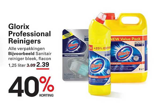 Glorix Professional Reinigers 40% korting