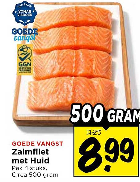 GOEDE VANGST Zalmfilet met Huid 500 GRAM