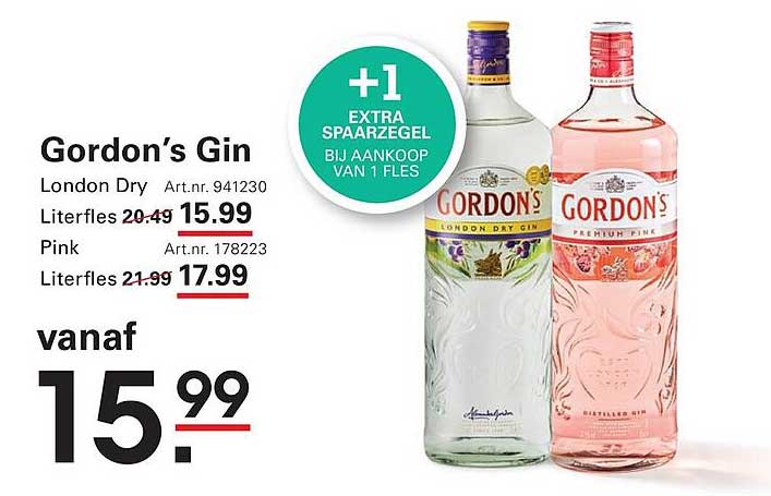 Gordon’s Gin +1 extra spaarzegel bij aankoop van 1 fles