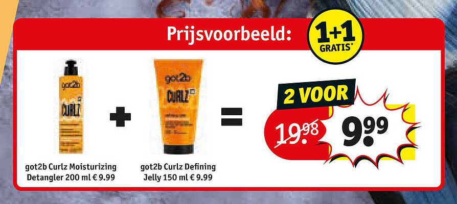 got2b Curlz Moisturizing Detangler 200 ml + got2b Curlz Defining Jelly 150 ml 1+1 GRATIS