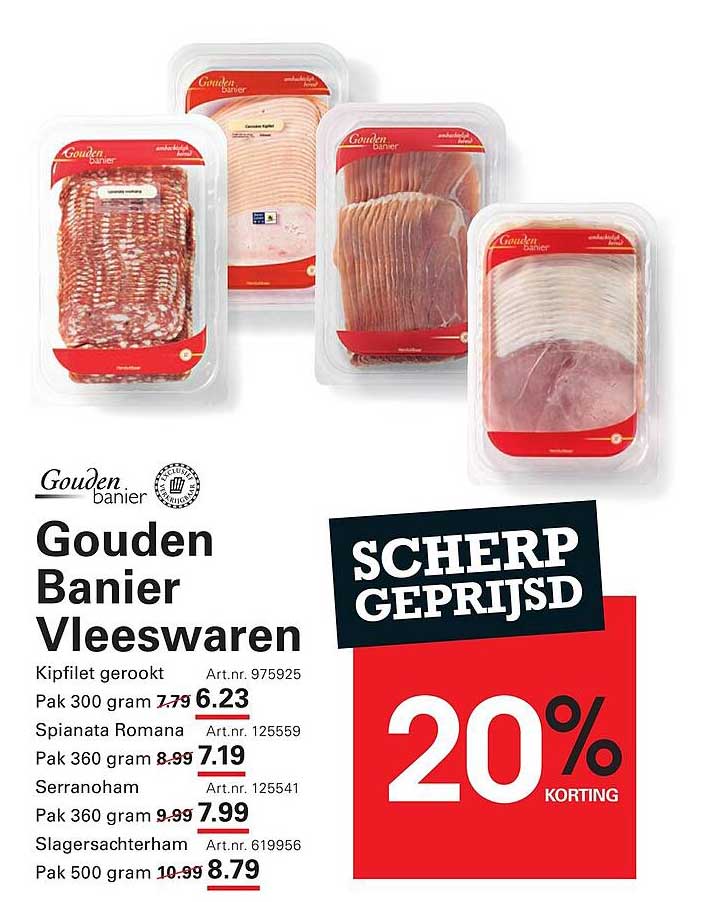 Gouden Banier Vleeswaren SCHERP GEPRIJSD 20% KORTING