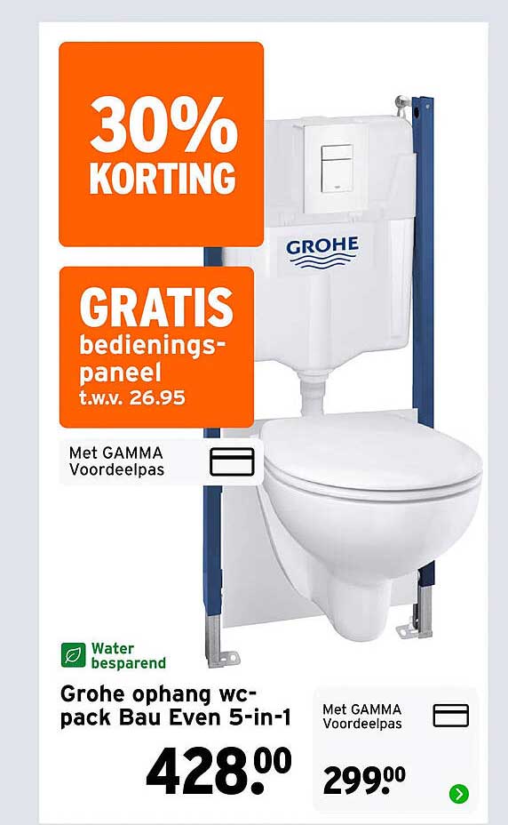Grohe opang wc-pack Bau Even 5-in-1 30% korting gratis bedieningspaneel t.w.v. 26.95