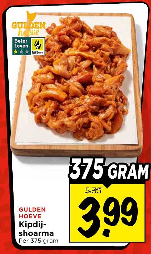 Gulden Hoeve Kipdij-shoarma Per 375 gram