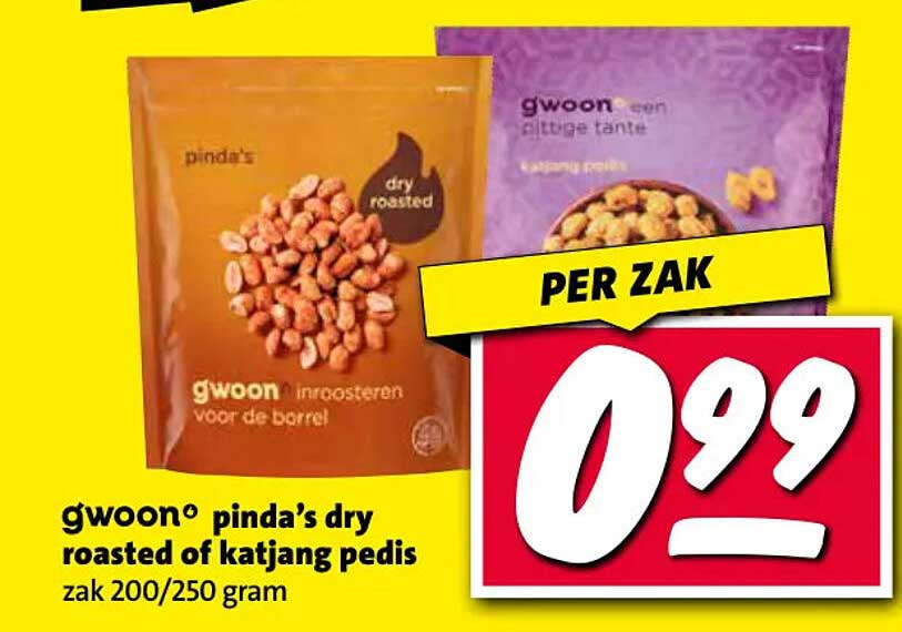 g'woon pinda's dry roasted of katjang pedis zak 200/250 gram