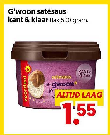 G’woon satésaus kant & klaar Bak 500 gram. ALTIJD LAAG