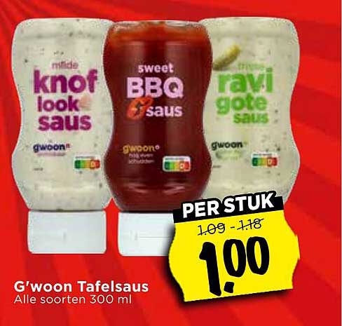 G'woon Tafelsaus Alle soorten 300 ml