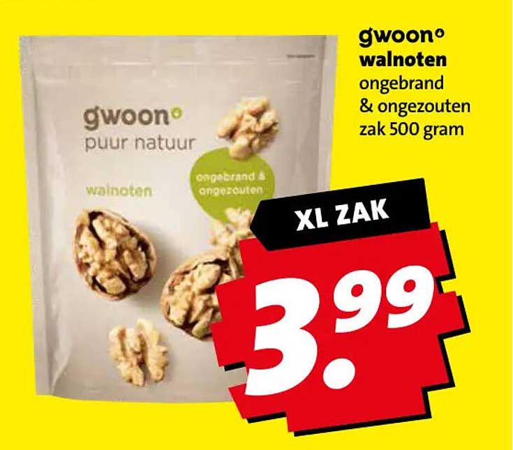 g'woon walnoten ongebrand & ongezouten zak 500 gram XL ZAK