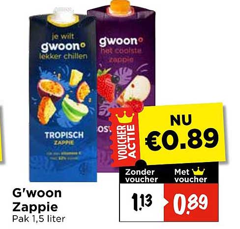 G’woon Zappie Pak 1,5 liter
