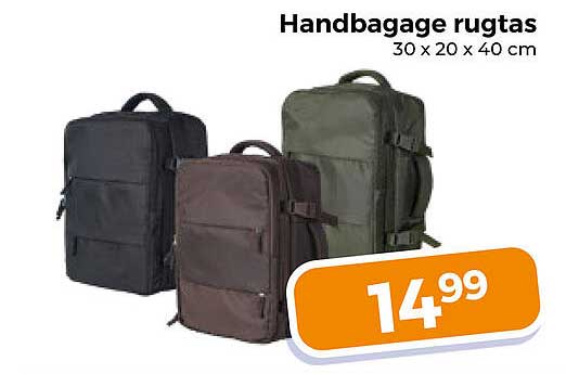 Handbagage rugtas 30 x 20 x 40 cm