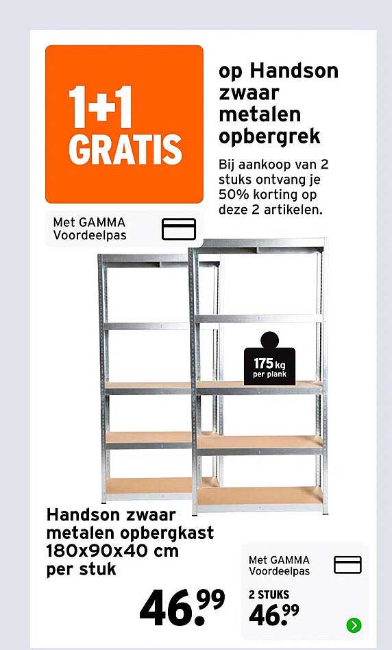 Handson zwaar metalen opbergrek 1+1 GRATIS