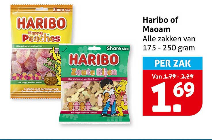 Haribo of Maoam Alle zakken van 175 - 250 gram PER ZAK