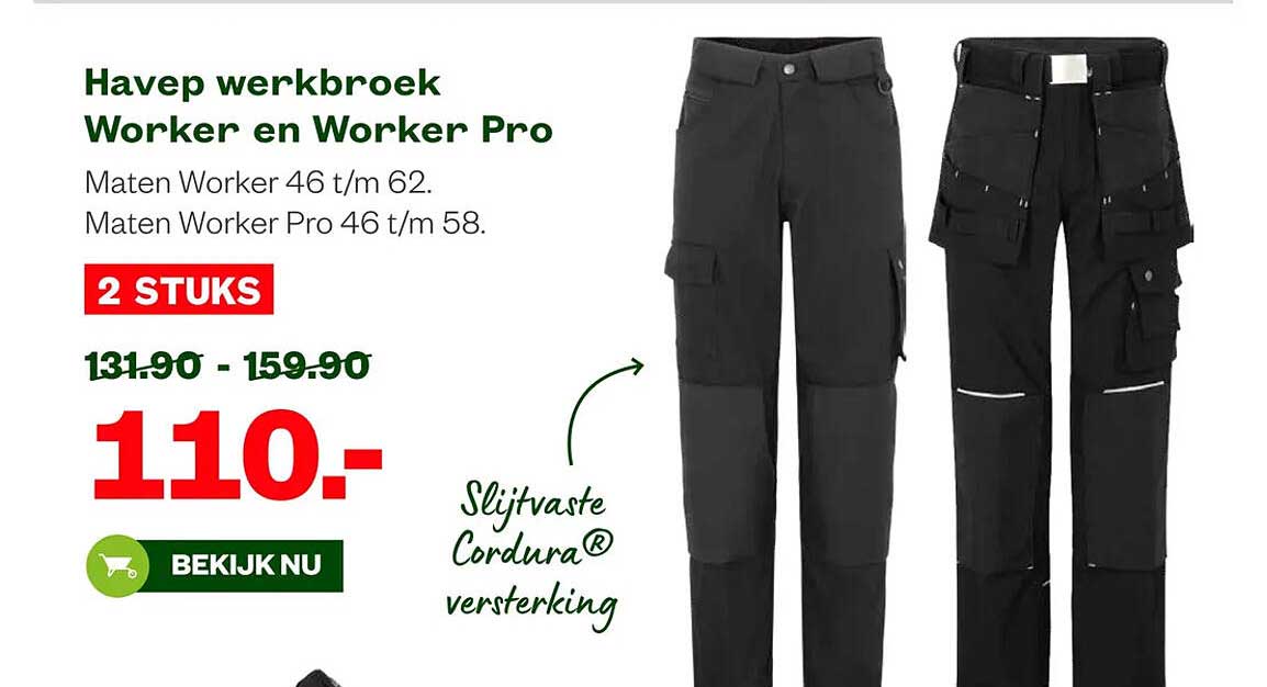 Havep werkbroek Worker en Worker Pro 2 STUKS