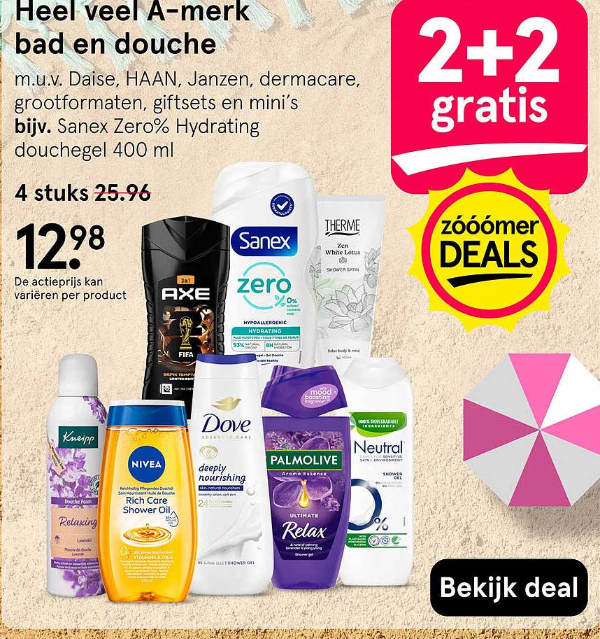 Heel veel A-merk bad en douche 2+2 gratis
