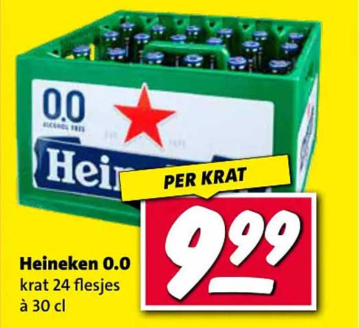 Heineken 0.0 krat 24 flesjes à 30 cl PER KRAT