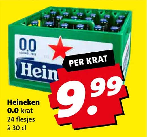 Heineken 0.0 krat 24 flesjes à 30 cl PER KRAT