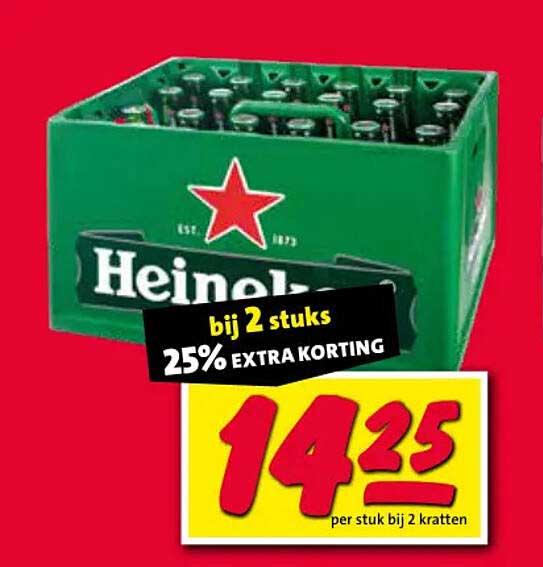 Heineken bij 2 stuks 25% EXTRA KORTING