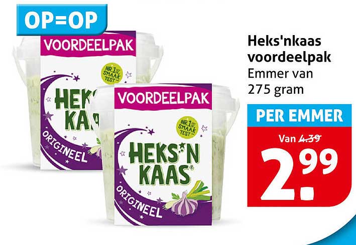 Heks'nkaas voordeelpak Emmer van 275 gram PER EMMER OP=OP