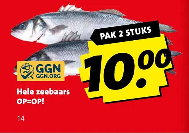Hele zeebaars OP=OP! PAK 2 STUKS