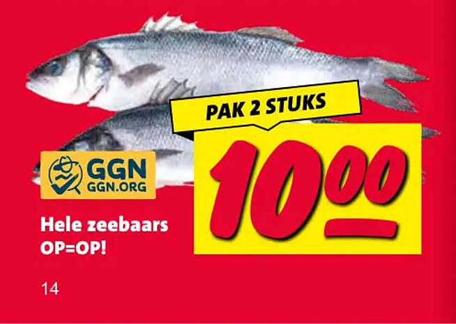 Hele zeebaars OP=OP! PAK 2 STUKS