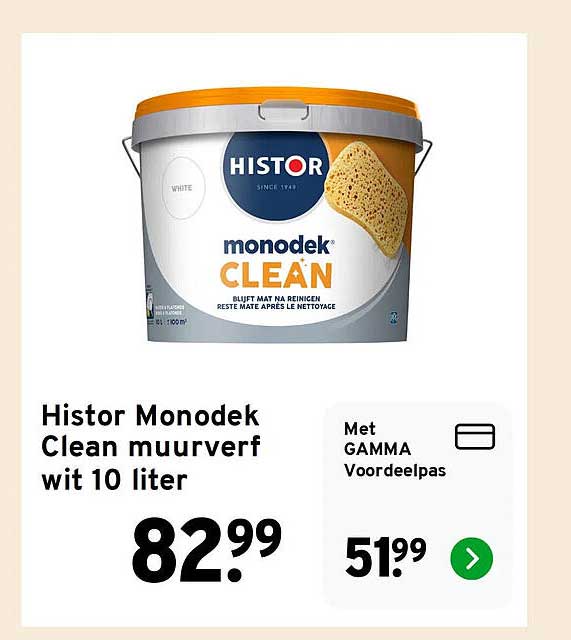 Histor Monodek Clean muurverf wit 10 liter