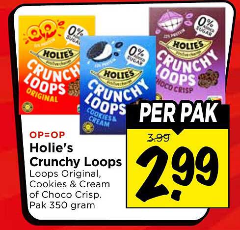 Holie’s Crunchy Loops Loops Original, Cookies & Cream of Choco Crisp. Pak 350 gram