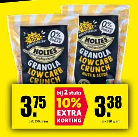 Holies Granola Low Carb Crunch Nuts & Seeds 10% extra korting bij 2 stuks