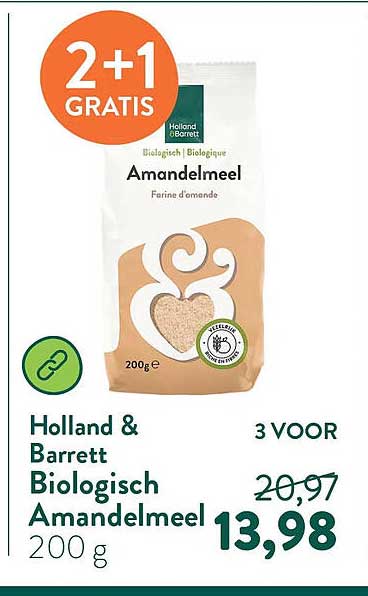 Holland & Barrett Biologisch Amandelmeel 200 g 2+1 gratis