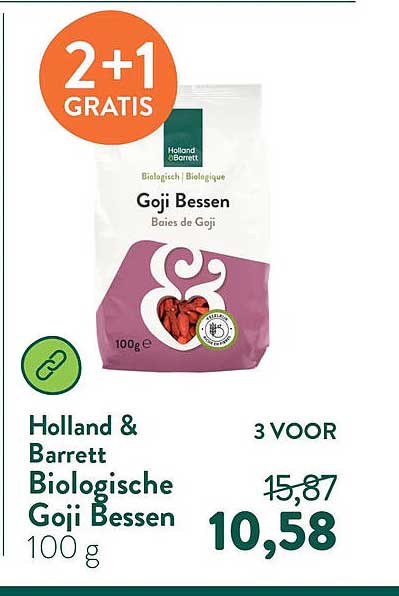 Holland & Barrett Biologische Goji Bessen 100 g 2+1 GRATIS