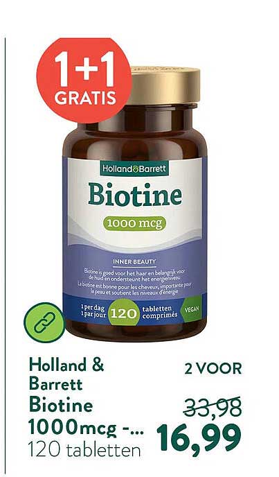 Holland & Barrett Biotine 1000mcg -... 120 tabletten 1+1 GRATIS