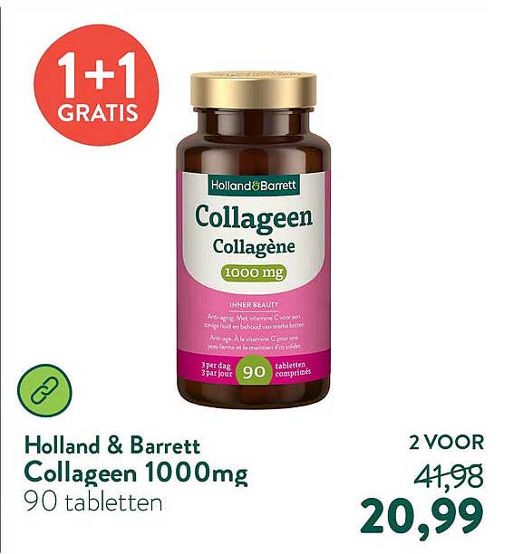 Holland & Barrett Collageen 1000mg 90 tabletten 1+1 GRATIS