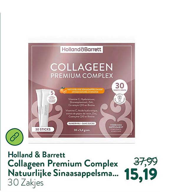 Holland & Barrett Collageen Premium Complex Natuurlijke Sinaasappelsma... 30 Zakjes