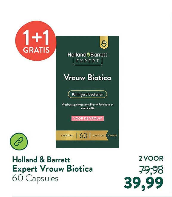 Holland & Barrett Expert Vrouw Biotica 60 Capsules 1+1 GRATIS