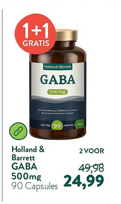 Holland & Barrett GABA 500mg 90 Capsules 1+1 GRATIS