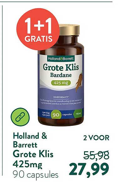 Holland & Barrett Grote Klis 425mg 90 capsules 1+1 GRATIS