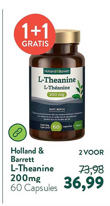 Holland & Barrett L-Theanine 200mg 60 Capsules 1+1 GRATIS