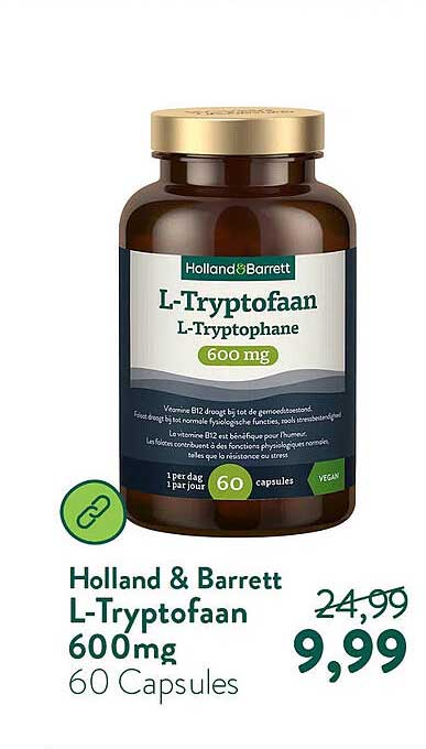 Holland & Barrett L-Tryptofaan 600mg 60 Capsules