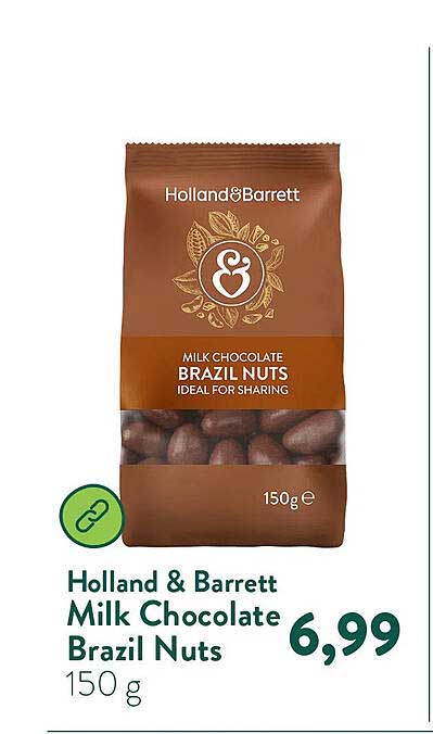 Holland & Barrett Milk Chocolate Brazil Nuts 150 g
