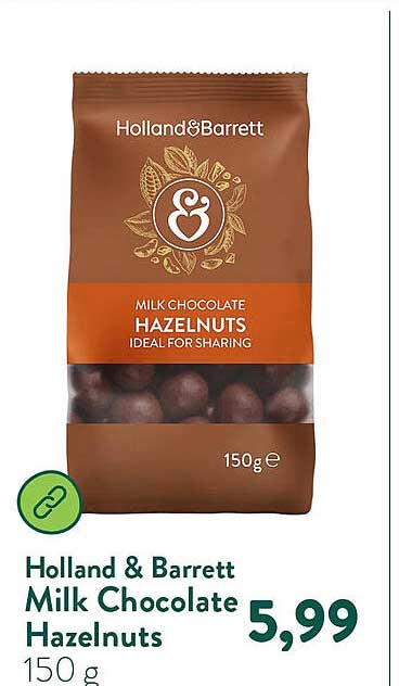 Holland & Barrett Milk Chocolate Hazelnuts 150 g