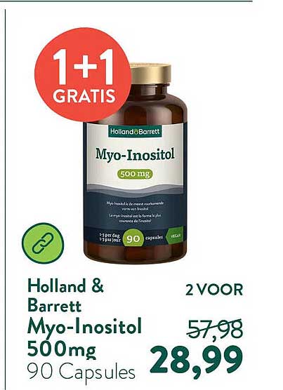 Holland & Barrett Myo-Inositol 500mg 90 Capsules 1+1 GRATIS