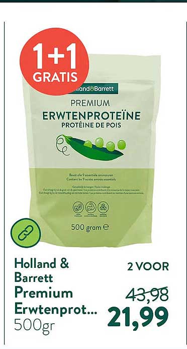 Holland & Barrett Premium Erwtenprot... 500gr 1+1 GRATIS