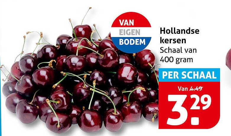 Hollandse kersen Schaal van 400 gram PER SCHAAL