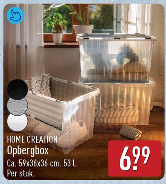 HOME CREATION Opbergbox Ca. 59x36x36 cm. 53 l. Per stuk.
