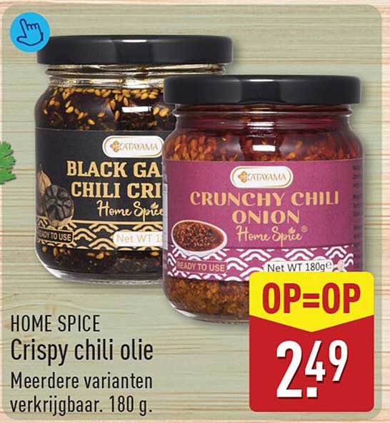 HOME SPICE Crispy chili olie Meerdere varianten verkrijgbaar, 180 g. OP=OP